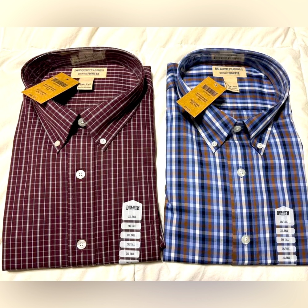 NWT Duluth Trading WrinkleFighter Long Sleeve Dress Shirts 2XLT